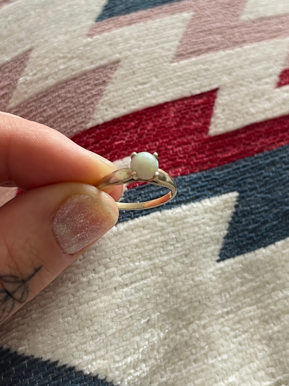 10k Yellow Gold and Natural Opal Accent Ring